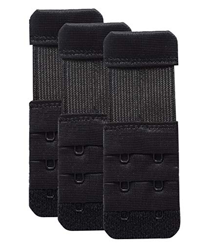 Women's Bra Extender 3 Hook / 2 Hook Bra Extension Strap Soft and Comfortable - color: Black,2 Hook 1/2" Hook Spacing