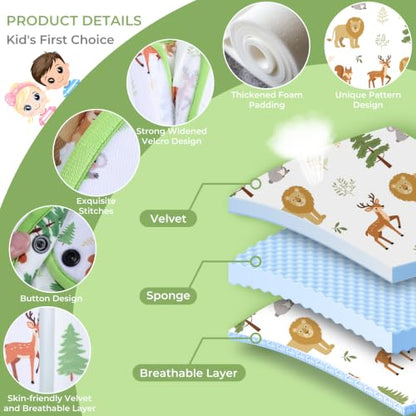 COOLBEBE Kids Seat Straps Cover Pad, Forest Animals - color: White Zoo