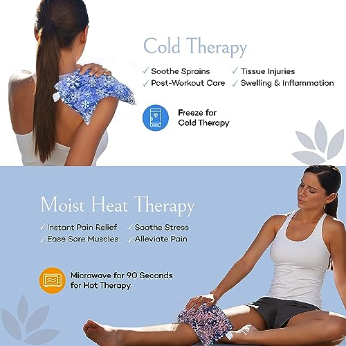 SacksyThyme Microwave Heating Pad for Pain Relief, Flaxseed & Cherry Pit Herbal Heating Pad, Hot Cold Therapy (Indigo) - color: Indigo