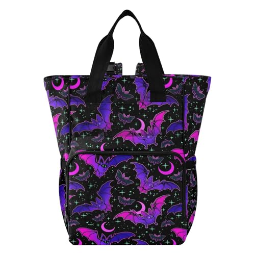MNSRUU Diaper Bag Purple Bat Gothic Diaper Bag Backpack Multifunction Travel Diaper Bag Tote Large Capacity Diaper Changing Backpacks for Moms Dads - color: Skull 72