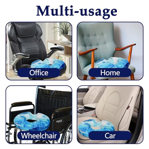 Donut Pillow for Hemorrhoids Seat Cushion for Tailbone Pain Relief - color: Light Blue