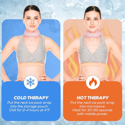 Neck Ice Pack Wrap, Reusable Cold/Hot Gel for Neck Pain, Pink - color: Pink