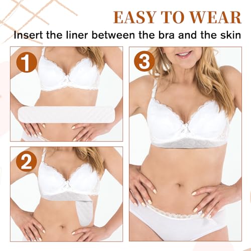 Thinp 10 Pcs Cotton Bra Liners, 3 Layer Washable Bra Sweat Liners Reusable Under Breast Sweat Pads for Women Absorb Sweating, 18x3 Inch