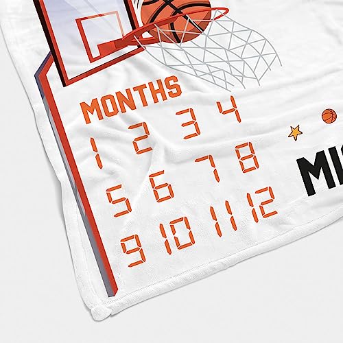 Personalized Baby Milestone Blanket with Basketball Design