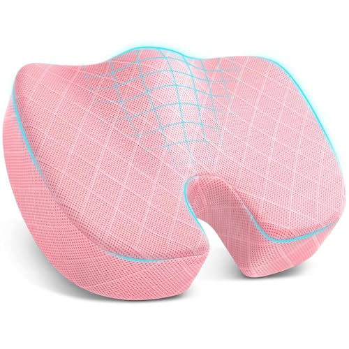 TushGuard Seat Cushion, Memory Foam Office Chair Cushion - Pink, Large - color: Pink, size: Large