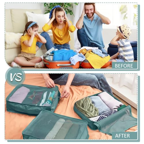 Silkfly 8 Pcs XL Packing Cube for Travel Luggage,Simple,Gray Blue - color: Gray Blue, size: Simple