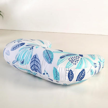 U-Shape Breastfeeding Nursing Pillow Set, 1 Insert and 2 Removable Covers - color: White & Green Leaves