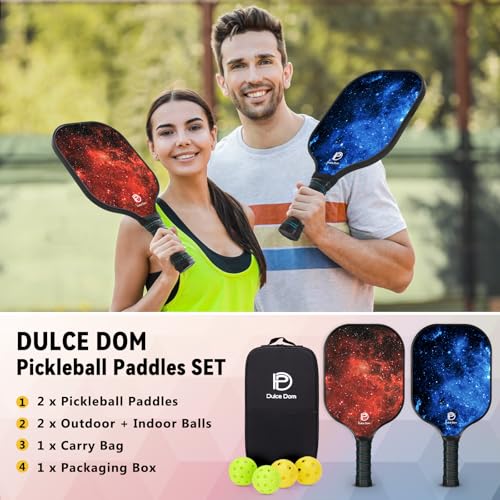 DULCE DOM Pickleball Paddles Set of 2/4 - USAPA Approved - color: Blue Red*2