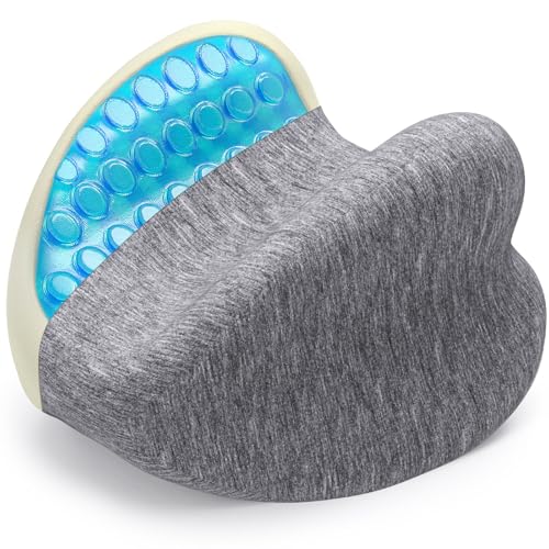 Knee Pillow for Side Sleepers Hip Pain, Gel Memory Foam, Grey - color: Grey