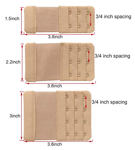 SAMGU Women's Bra Extenders 2 Hook/3 Hook/4 Hook/5 Hook/6 Hook Soft Stretchy - color: 2 Hook/ 3 Hook, 3/4" Spacing