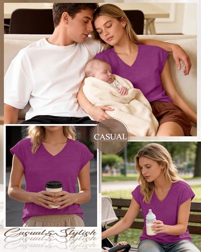 Women's Nursing Shirts - color: Burgundy, size: Large