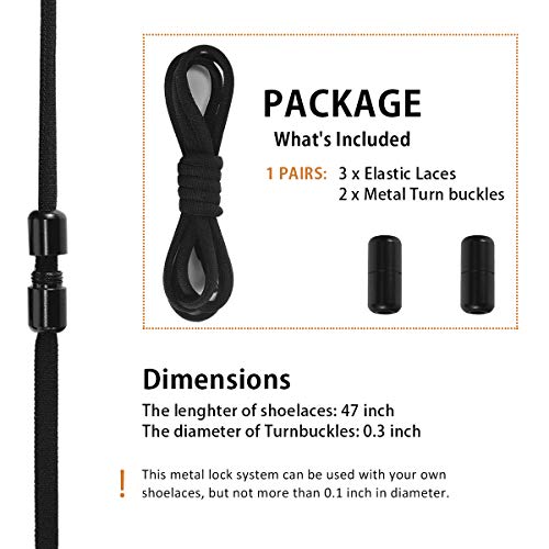 Elastic No Tie Shoe Laces For Adults,Kids,Elderly,One Size Fits All - color: Black