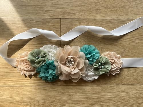 Maternity Flower Belt for baby shower Mommy Sash Pregnancy Belt - color: Green