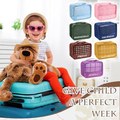 15 Pcs Day of Week Packing Cubes Travel Kids, 9x7x3inch, Boho - color: Boho, size: 9x7x3inch