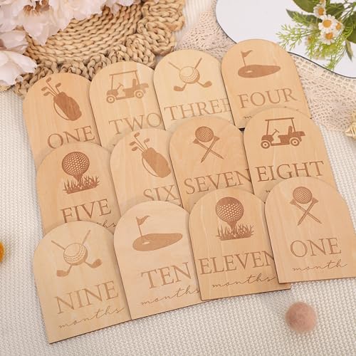 Wooden Golf 12 Monthly Milestone Markers,12 Monthly for Baby Boy
