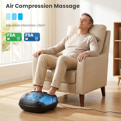 Shiatsu Foot Massager with Heat, FSA Eligible HSA, Deep Kneading Neuropathy - color: Black