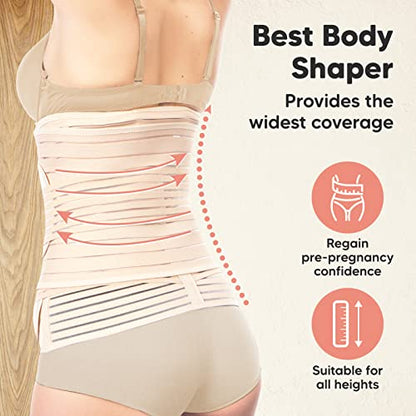 KeaBabies 3 in 1 Postpartum Belly Support Recovery Wrap and Reusable Nursing Pads for Breastfeeding - Postpartum Belly Band - 14-Pack - 4-Layers Nursing Pads