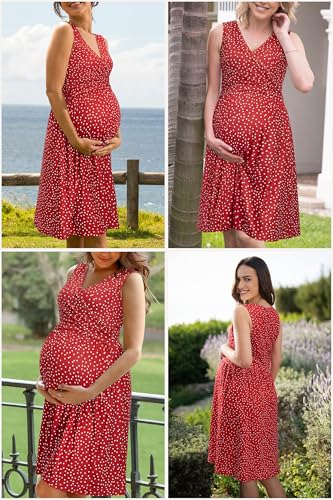 OUGES Women's Wrap Tank Breastfeeding Nursing Maternity Dress - color: Sleeveless-floral V, size: Large