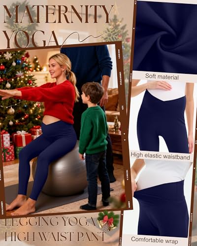 3 Pack Women's Maternity Leggings Pregnancy Pant - color: Black, Navy Blue, Mixed Gray, size: Medium