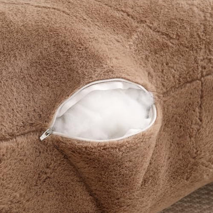 Large Plush Backrest Pillow for Sitting in Bed,Faux Fur,Khaki - color: Khaki, size: Large(19")