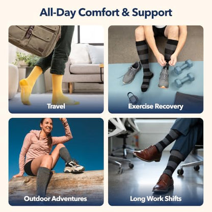 Wellow Knee High Compression Socks for Men & Women, 18–25 mmHg - color: Black - Twist, size: Medium