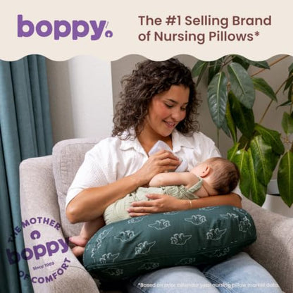 Boppy Nursing Pillow, Safe Ergonomic Breastfeeding & Baby Feeding Support - color: Forest Green Dinos