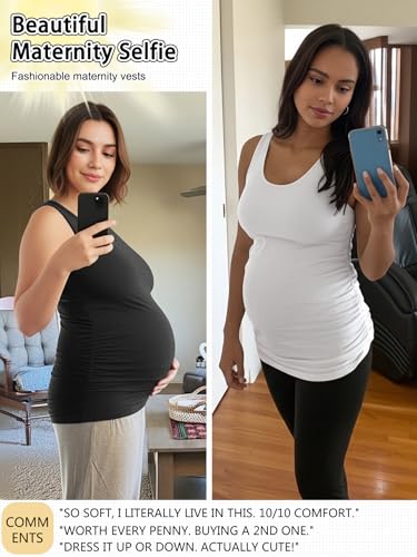 PARNIXS Summer Women's Maternity Tank Top Comfy Sleeveless Maternity Clothes - color: Black/Dark Grey/White, size: X-Large