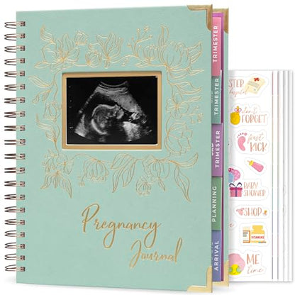 Clever Fox Pregnancy Journal, Expecting First Time Mom Planner Mint Cream - color: Mint Cream, size: 9" x 10.5" SonoFrame Edition
