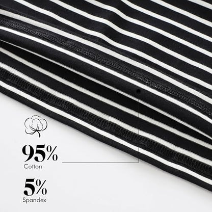 Liu & Qu Women's Maternity Dress Summer Casual Bodycon Pregnancy Dresses - color: Black White Stripe, size: Medium