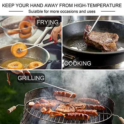 HaSteeL Meat Hook Flipper Set of 2, Stainless Steel Pigtail Food Flipper Turner 12Inch & 17Inch, BBQ Accessories Great for Grilling Smoking Frying, Long Body & ABS Handle, Easy to Clean & Right Handed - size: 12In + 17In, Right Hand