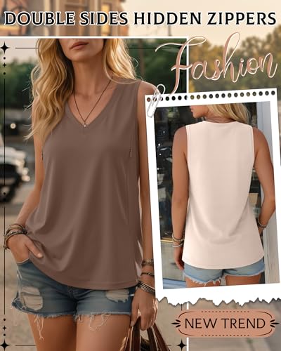 4 Pack Womens Nursing Tank Tops - color: Black, White, Coffee, Cream, size: Large