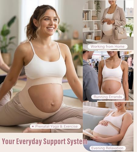 Mama Land Pregnancy Belly Band, One-Piece Maternity Support Belt - color: Beige, size: X-Large