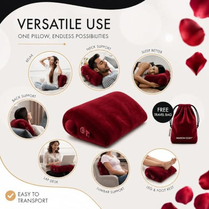 Inflatable Wedge Pillow, Travel, Leg Elevation, Sleep (Red) - color: Red