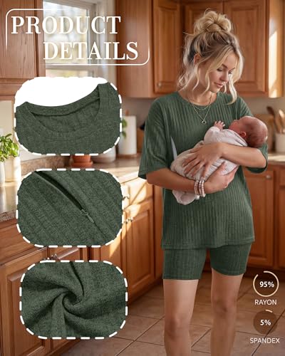 Women's Nursing 2 Piece Outfit Set - color: Army Green, size: X-Large