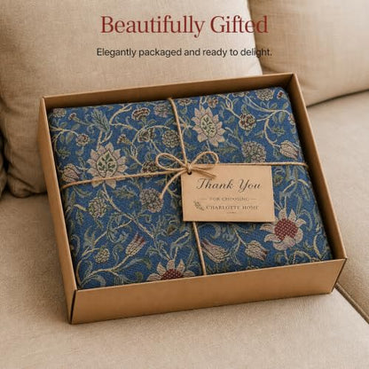 William Morris Fleur de Morris Royal Tapestry Throw Pillow Cover 16 x 16 in - color: Fleur De Morris Royal Blue