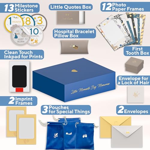 Baby Keepsake Box, Gift for New Parents and Expecting Mom, Baby Memory Box - color: Blue
