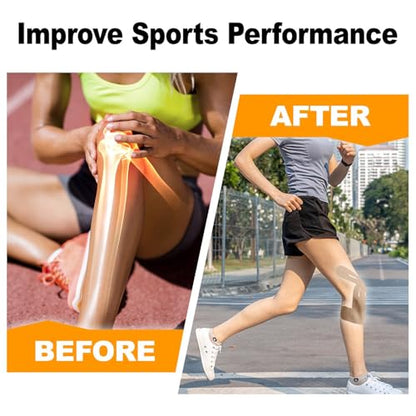 Precut Kinesiology Knee Tape Hypoallergenic Athletic for Knee Pain Knee Tape for Knee Pain Relief Pre Cut Knee Support & Stability, Pain Relief – Breathable