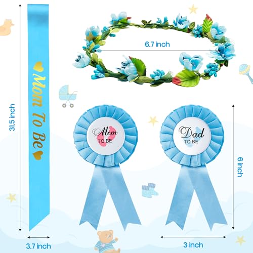 Blue and Gold Mom to Be Sash Kit for Baby Shower Decoration Keepsake