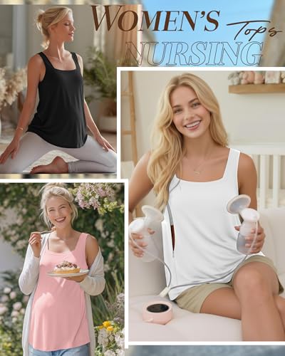 Oakgarden 3 Pack Women's Maternity Nursing Tank Tops - color: Black, White, Pink, size: Medium
