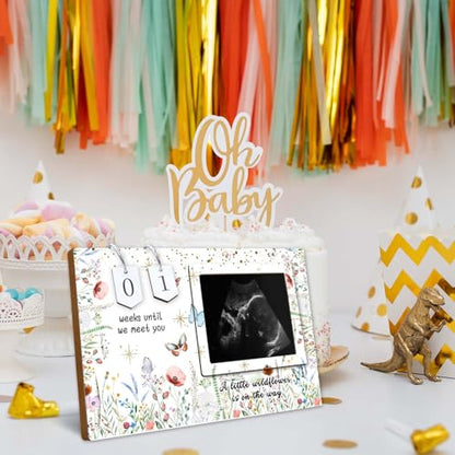 Wildflower Sonogram Picture Frame,Ultrasound Photo Frame Baby Countdown - size: wildflower