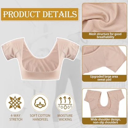 Zhanmai 3 Pcs Underarm Sweat Pad - color: White, Black, Beige, size: XX-Large