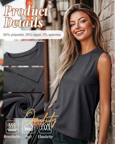 2 Pack Women's Sleeveless Tank Tops - color: Black-grey, Grey, size: Medium