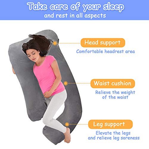 COLOR TREE Pregnancy Pillows J-Shaped Body Pillow for Pregnancy - Skin-Friendly Soft Comfort Maternity Pillows for Sleeping Reading Relax Rest