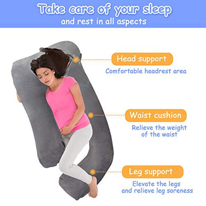 COLOR TREE Pregnancy Pillows J-Shaped Body Pillow for Pregnancy - Skin-Friendly Soft Comfort Maternity Pillows for Sleeping Reading Relax Rest