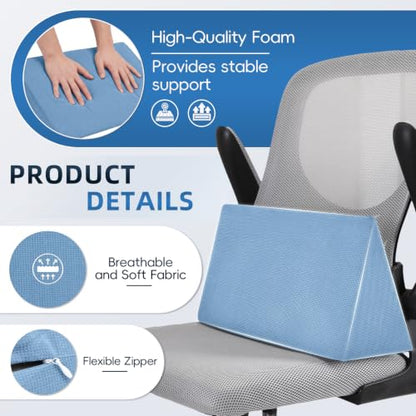 Small Wedge Pillow, Compact Positioning Wedge with Stable Support - color: Light Blue