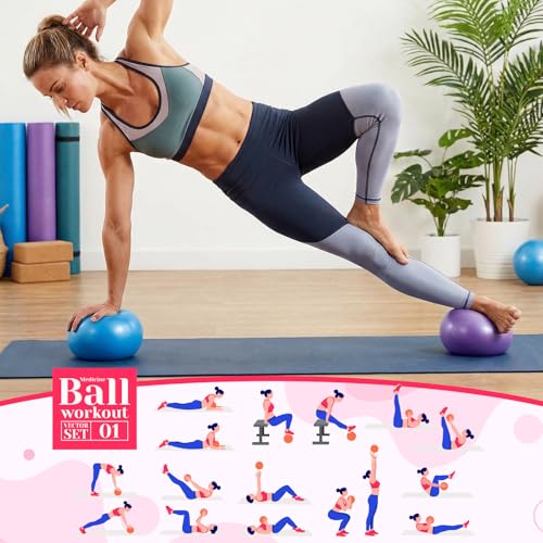 Sotiff 20 Pcs Small Pilates Ball Bulk 9 Inch Mini Yoga Ball - color: Blue,Purple