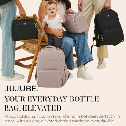JuJuBe Insulated Bottle Bag, 3-Bottle Breastmilk Cooler with Shoulder Strap - color: Black