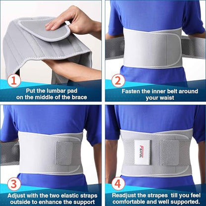 FEATOL Back Brace for Women & Men, Lower Back, Sciatica Pain Relief - color: Gray, size: 2X-Large (Pack of 1)
