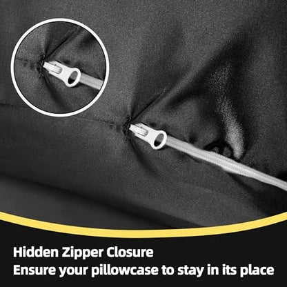 BALAPET Silky Satin Pregnancy Pillow Cover (ONLY Pillowcase), U Shaped Luxurious Smooth Maternity Pillow Cover, Soft & Breathable Large Pillow Protector with Hidden Zip for Side Sleeper, Black - color: Black