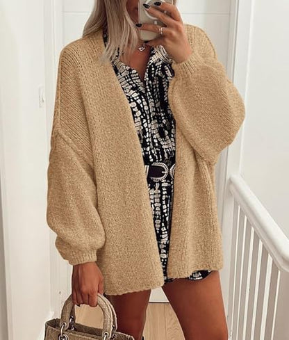 PRETTYGARDEN Womens Open Front Oversized Cardigan Sweaters - color: Camel, size: Large